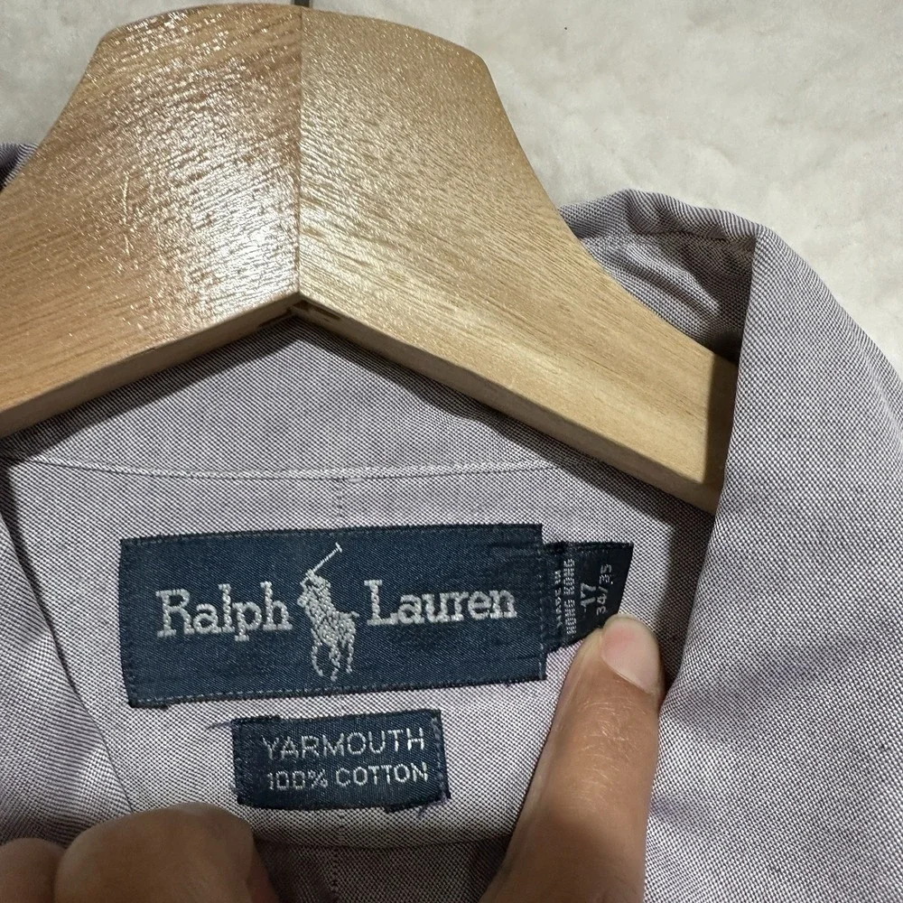 Polo Ralph Lauren Yarmouth Purple Button‎ Down Long Sleeve Shirt Size 17 34/35